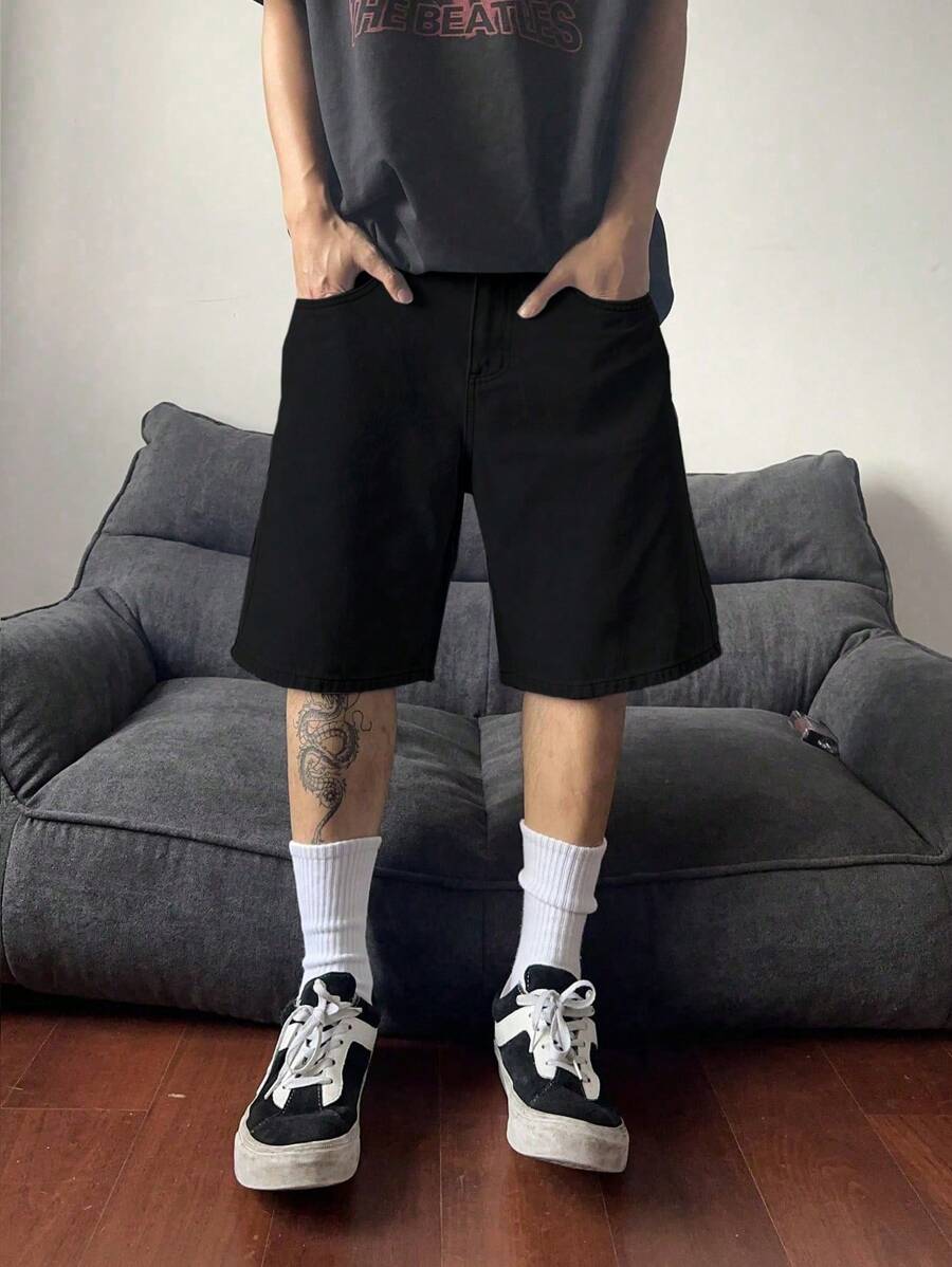 Bermuda large avec détails de boutons et de poches pour homme