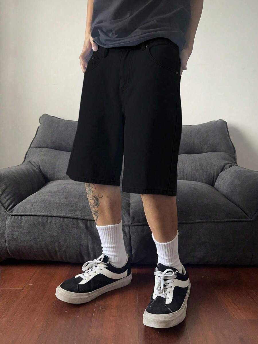 Bermuda large avec détails de boutons et de poches pour homme