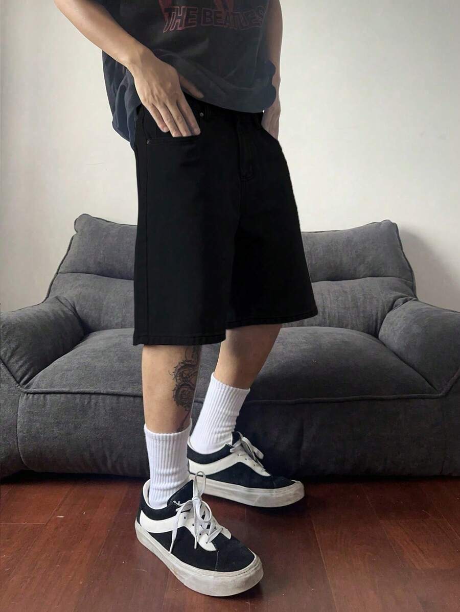 Bermuda large avec détails de boutons et de poches pour homme