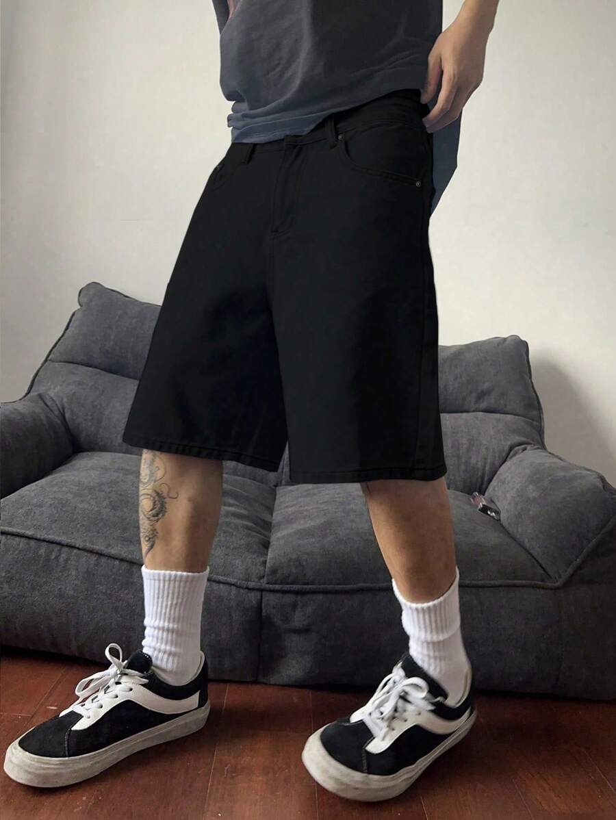 Bermuda large avec détails de boutons et de poches pour homme