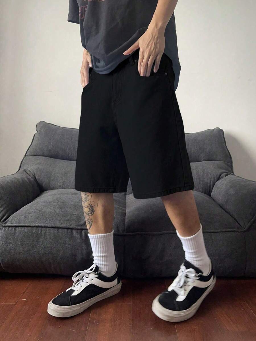 Bermuda large avec détails de boutons et de poches pour homme