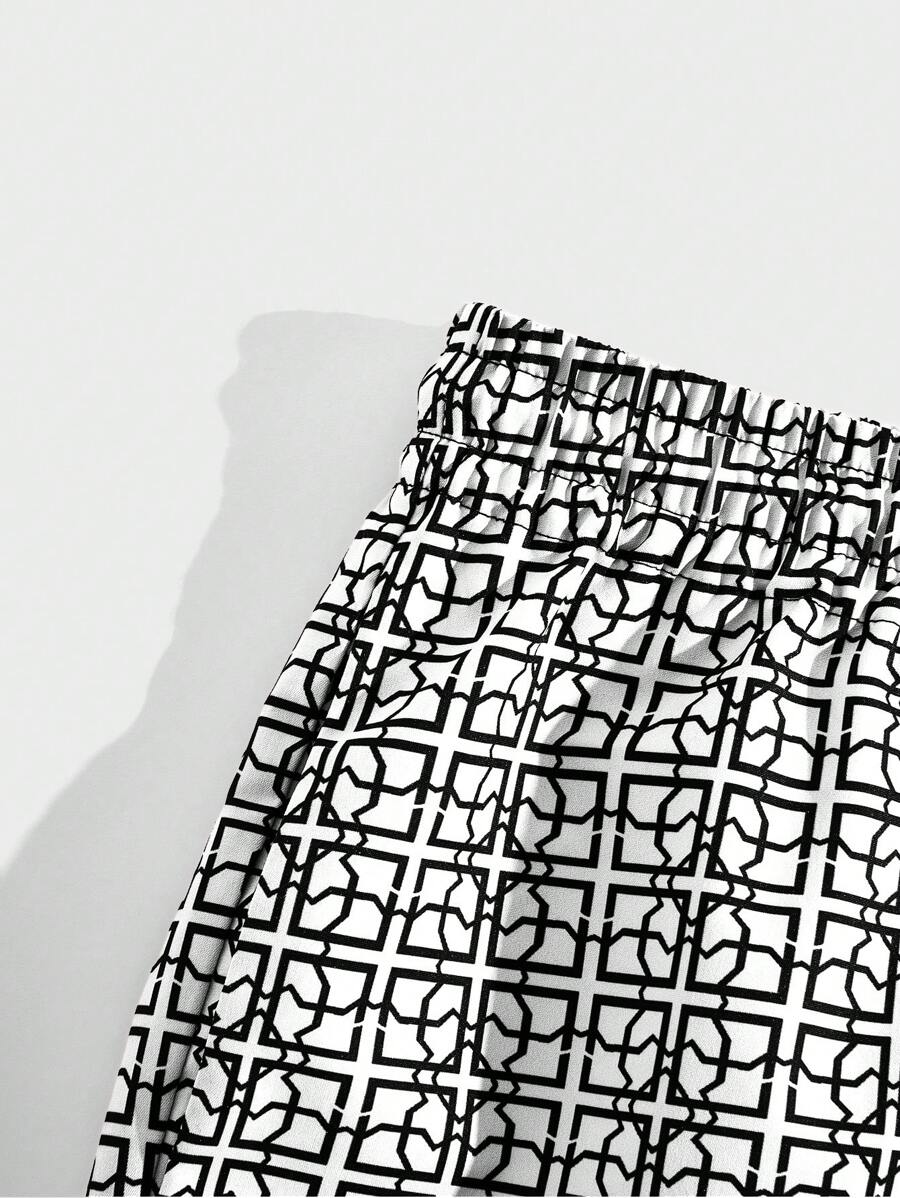 Shorts courts imprimés avec taille à cordon pour hommes décontractés