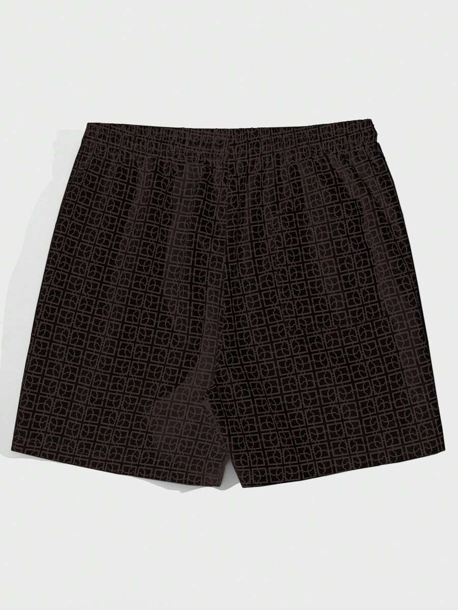 Shorts courts imprimés avec taille à cordon pour hommes décontractés