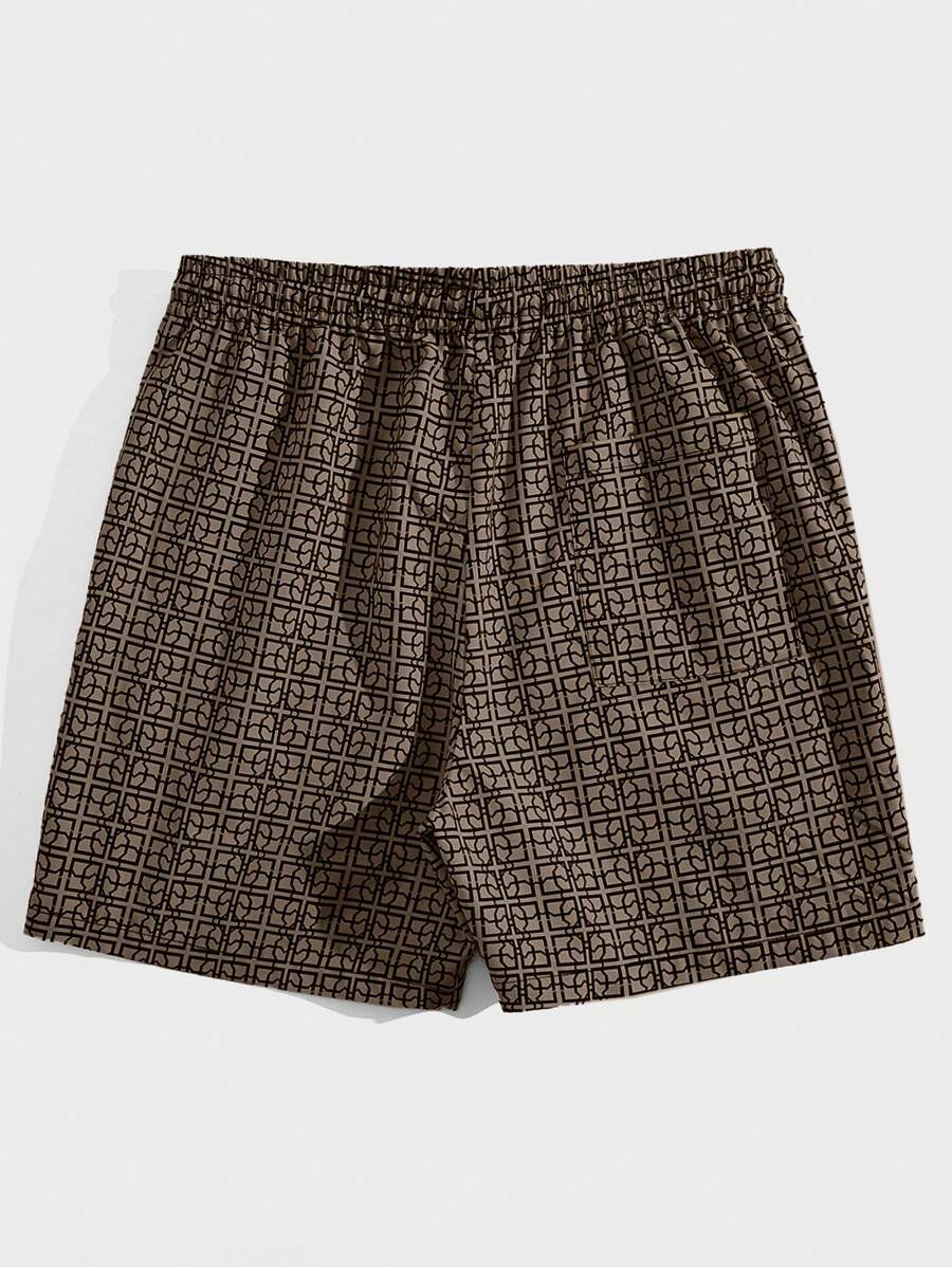 Shorts courts imprimés avec taille à cordon pour hommes décontractés