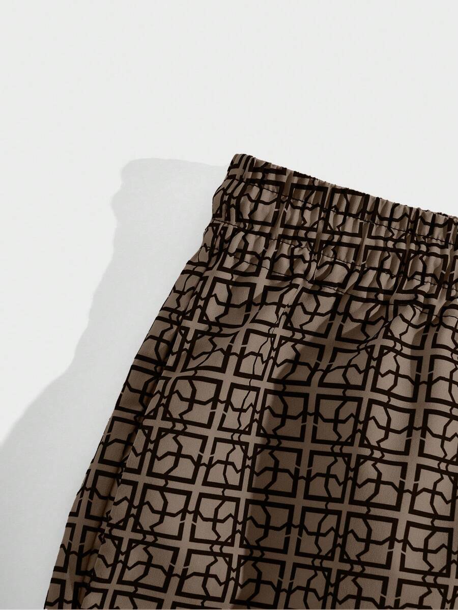 Shorts courts imprimés avec taille à cordon pour hommes décontractés