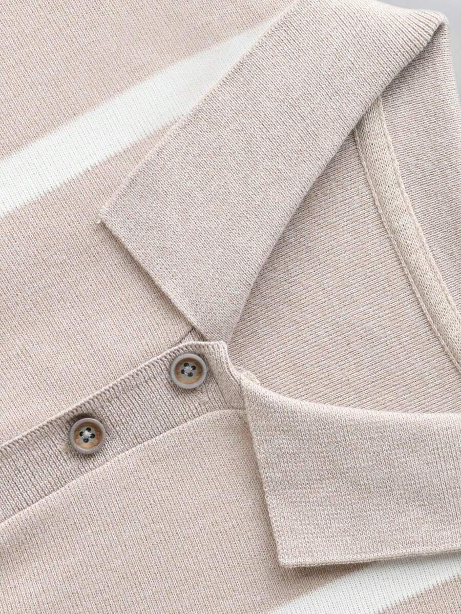 Chemise rayée légère en tricot à manches courtes, décontractée et tendance