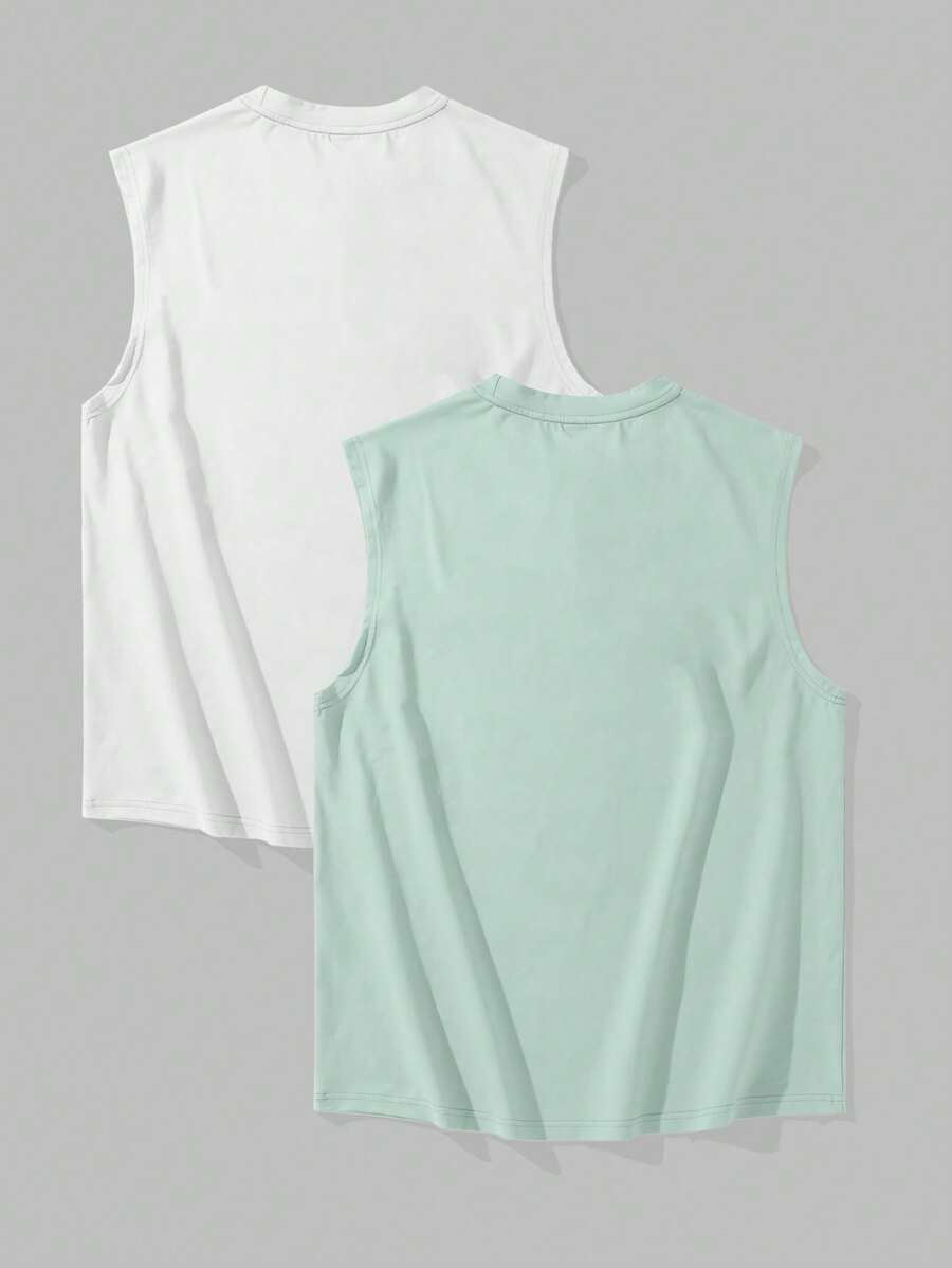 Chemise sans manches à col rond de couleur unie pour homme