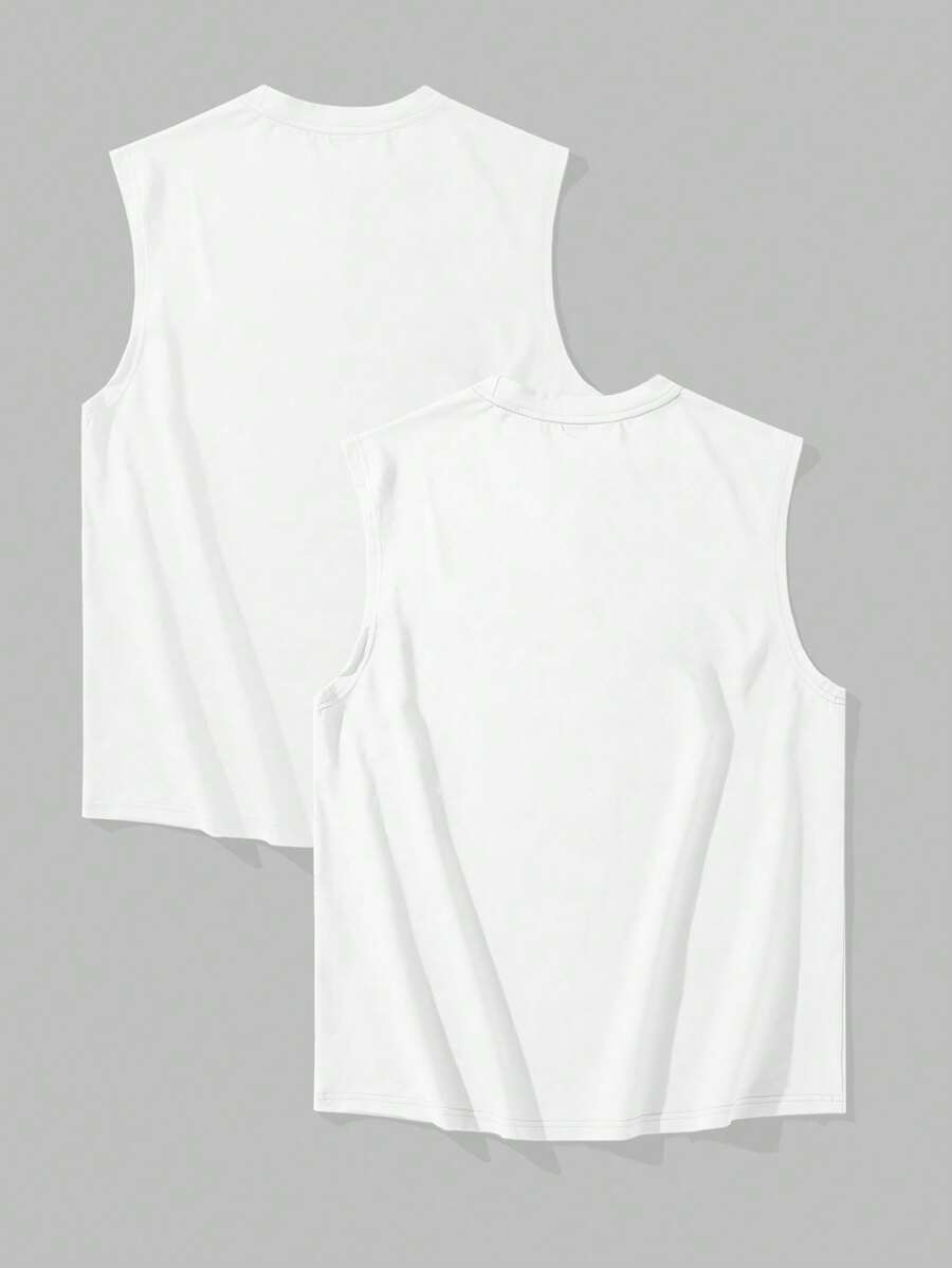 Chemise sans manches à col rond de couleur unie pour homme