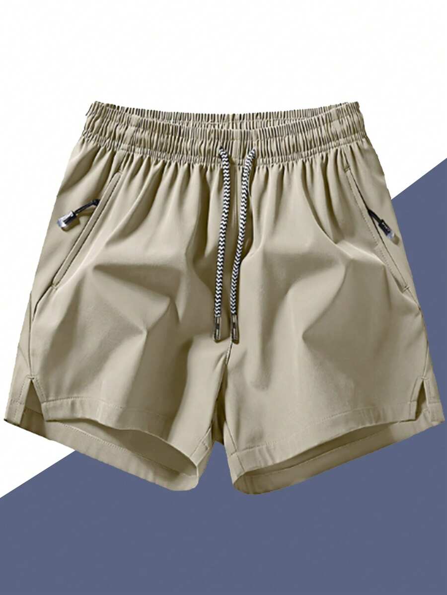 Shorts de sport taille élastique avec poches zippées et cordon