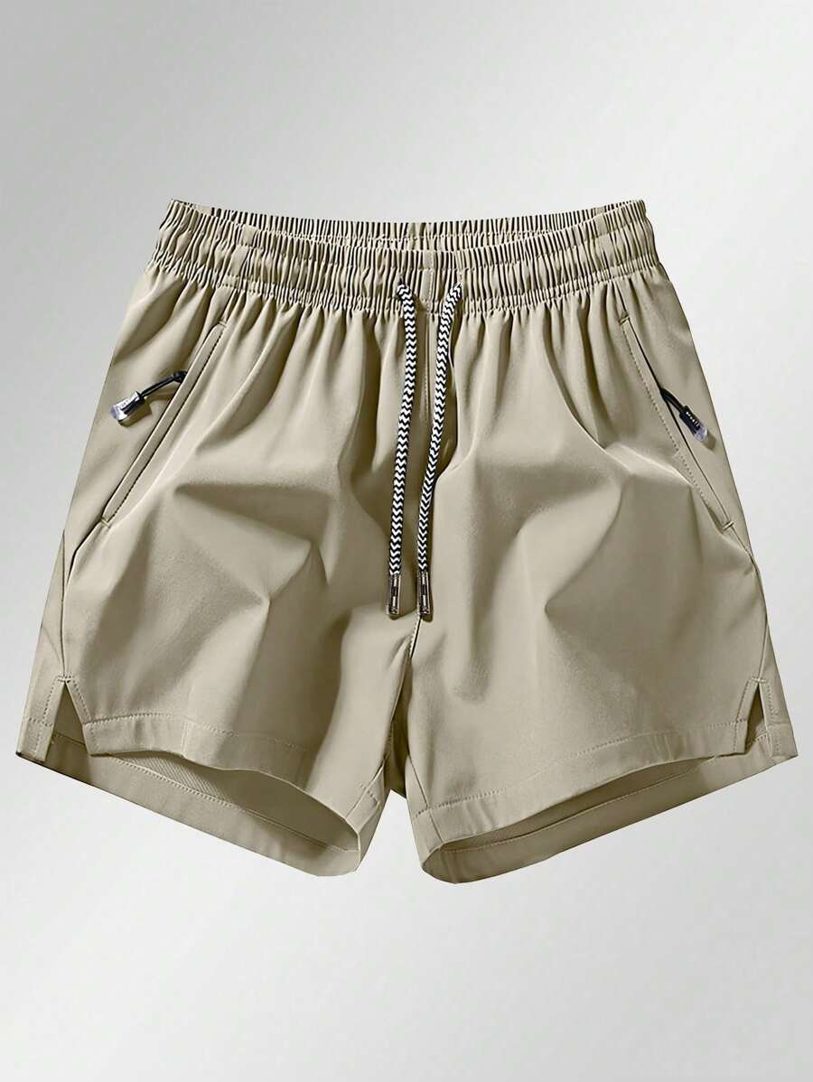 Shorts de sport taille élastique avec poches zippées et cordon