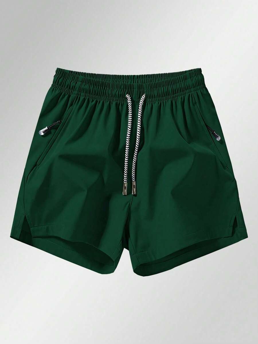 Shorts de sport taille élastique avec poches zippées et cordon
