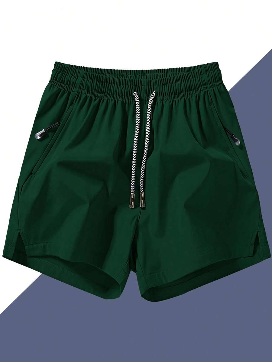 Shorts de sport taille élastique avec poches zippées et cordon