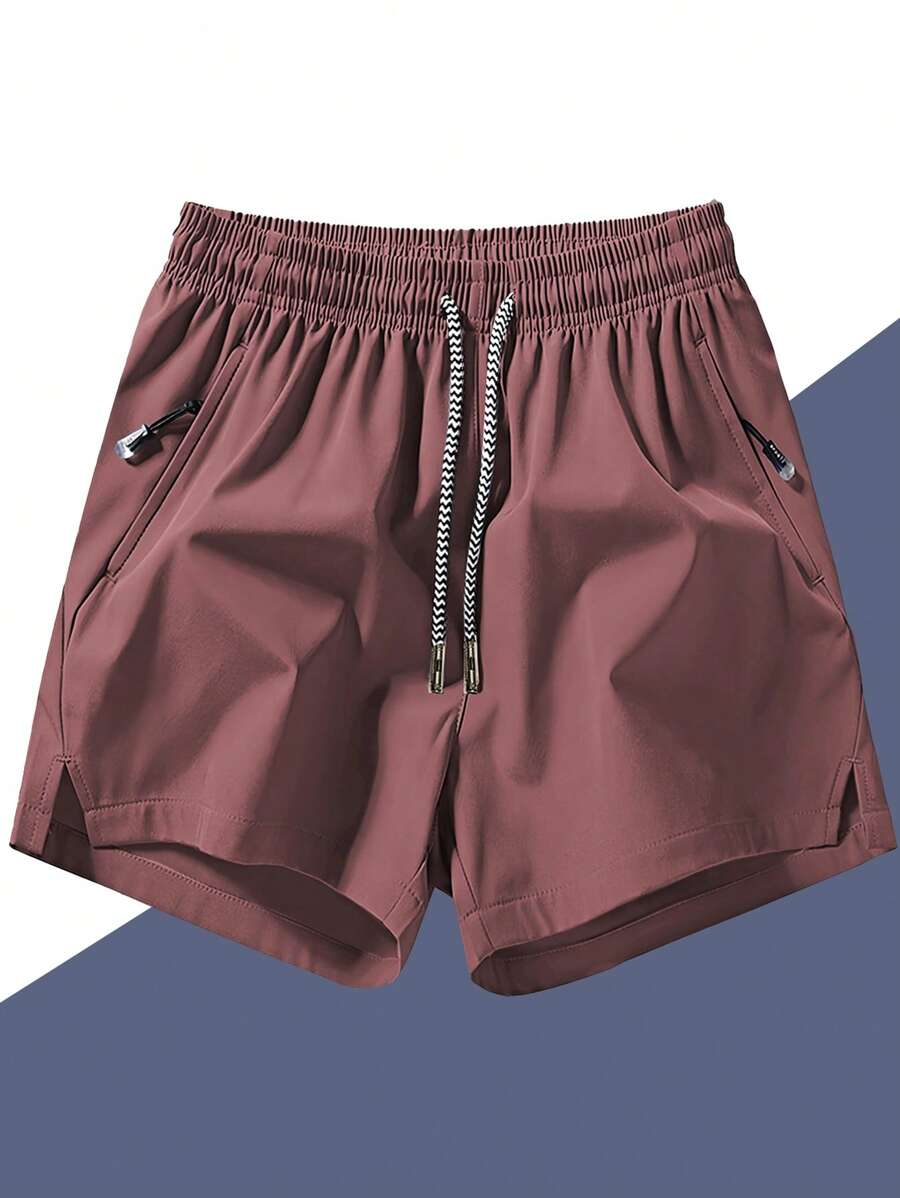 Shorts de sport taille élastique avec poches zippées et cordon