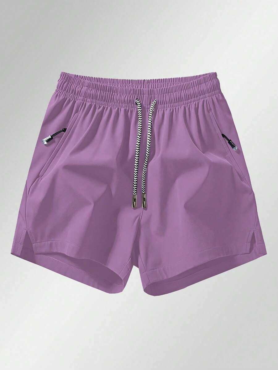Shorts de sport taille élastique avec poches zippées et cordon