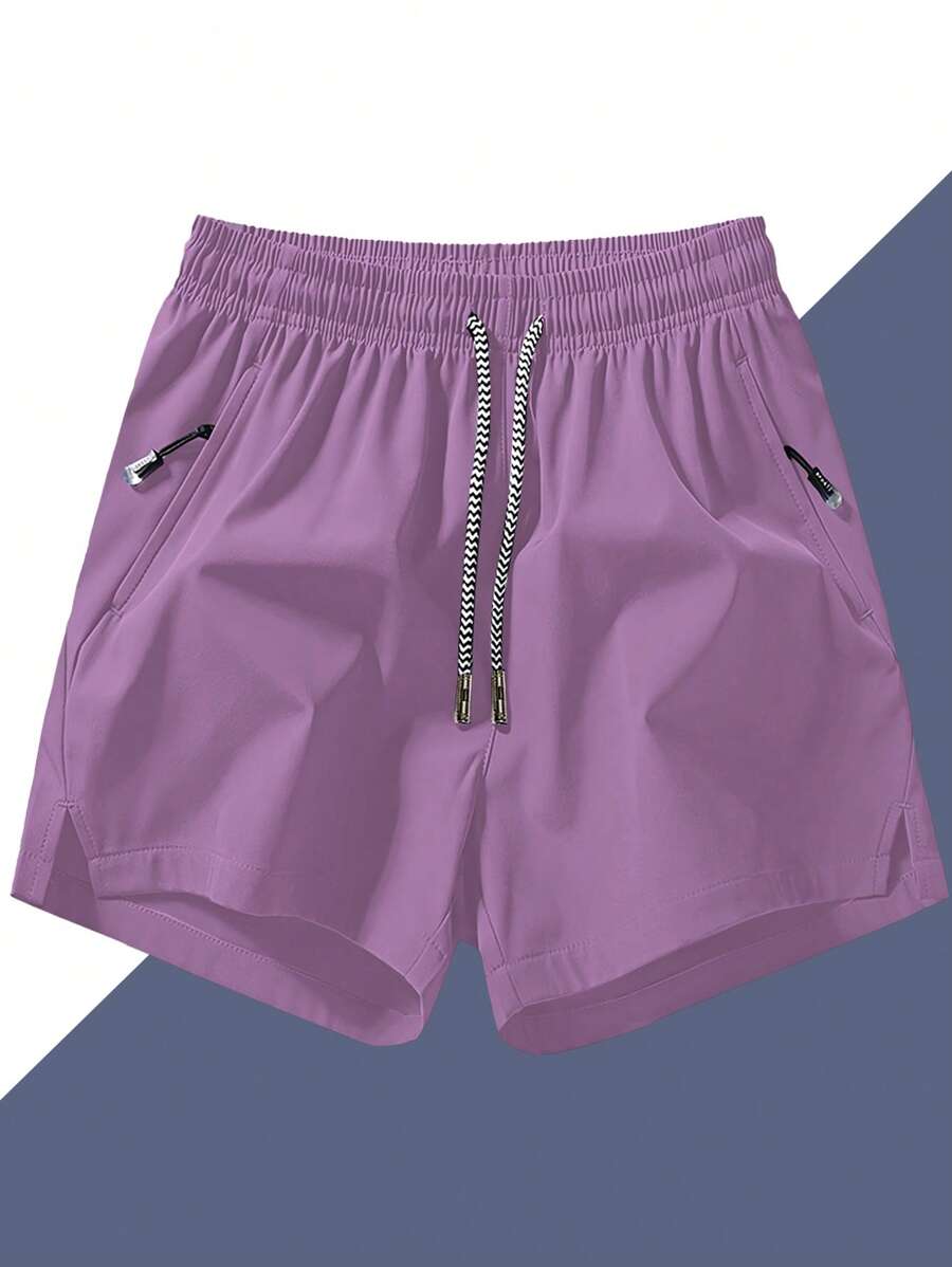 Shorts de sport taille élastique avec poches zippées et cordon