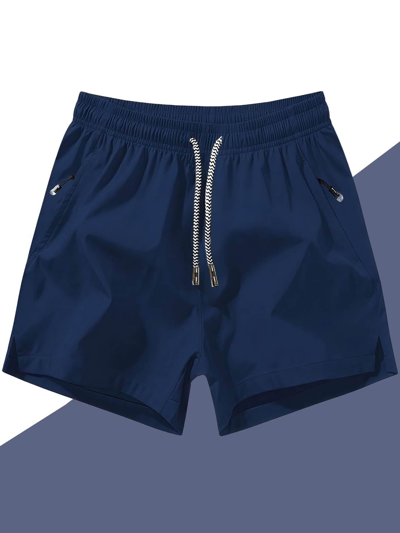 Shorts de sport taille élastique avec poches zippées et cordon