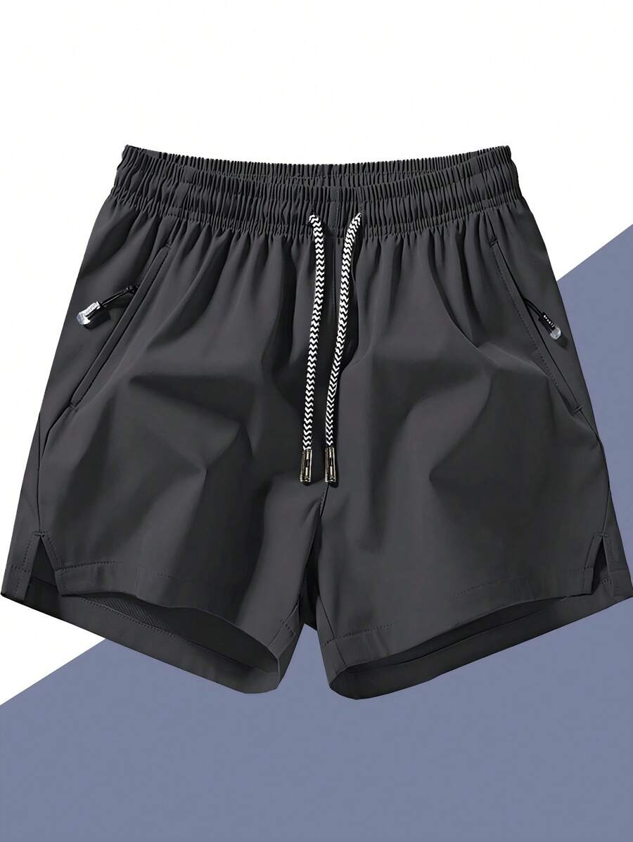 Shorts de sport taille élastique avec poches zippées et cordon