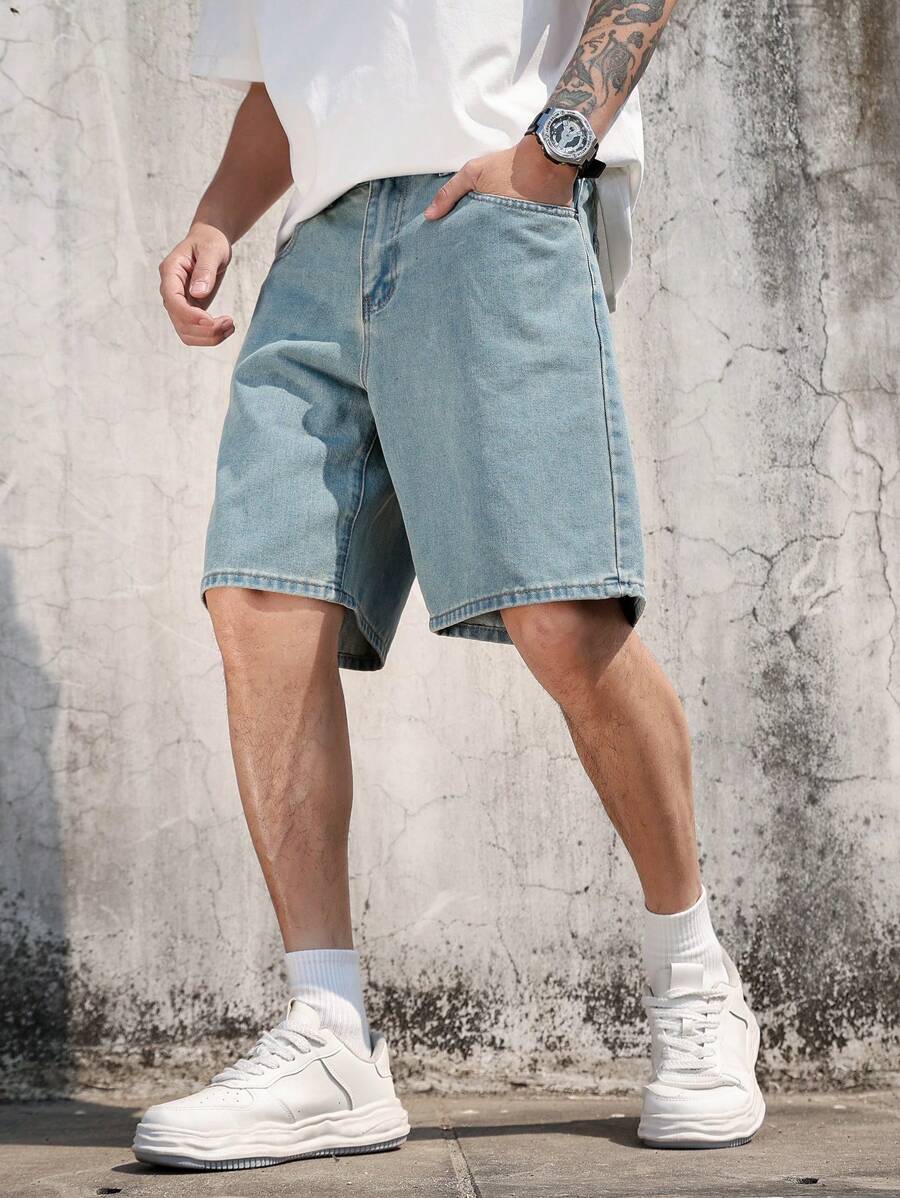 Bermuda large avec détails de boutons et de poches pour homme