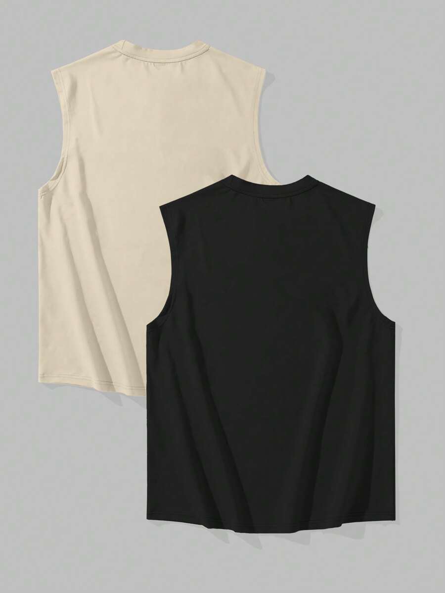 Chemise sans manches à col rond de couleur unie pour homme