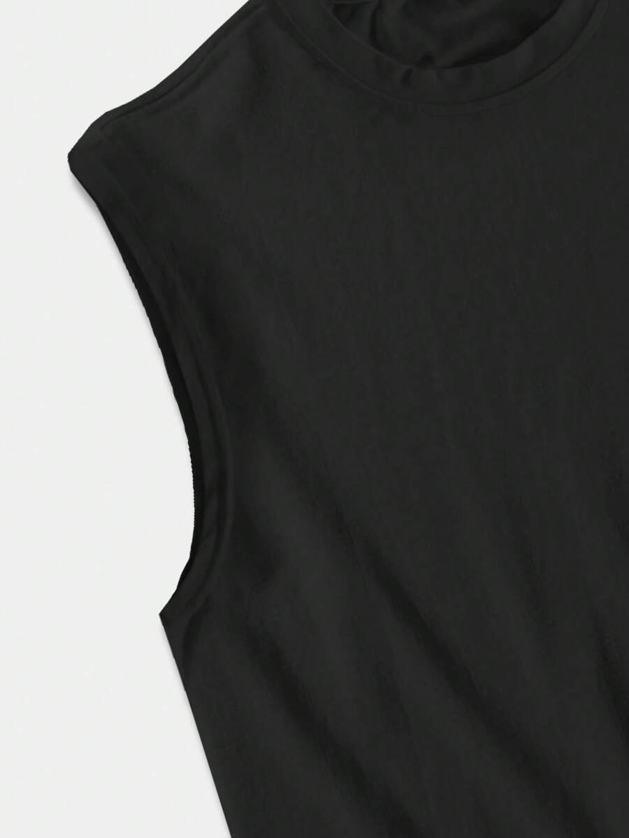Chemise sans manches à col rond de couleur unie pour homme