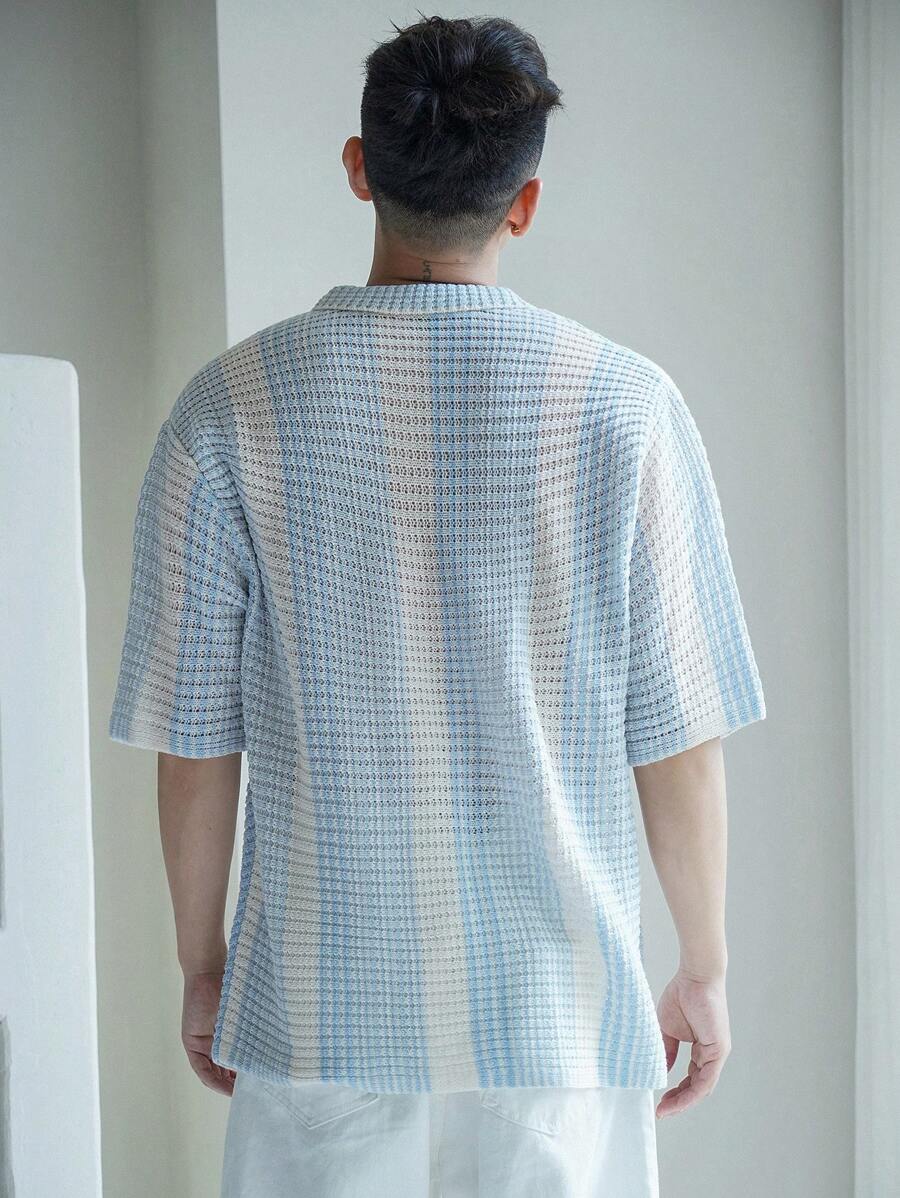Chemises décontractées à rayures et boutons au crochet - haut d'été pour hommes