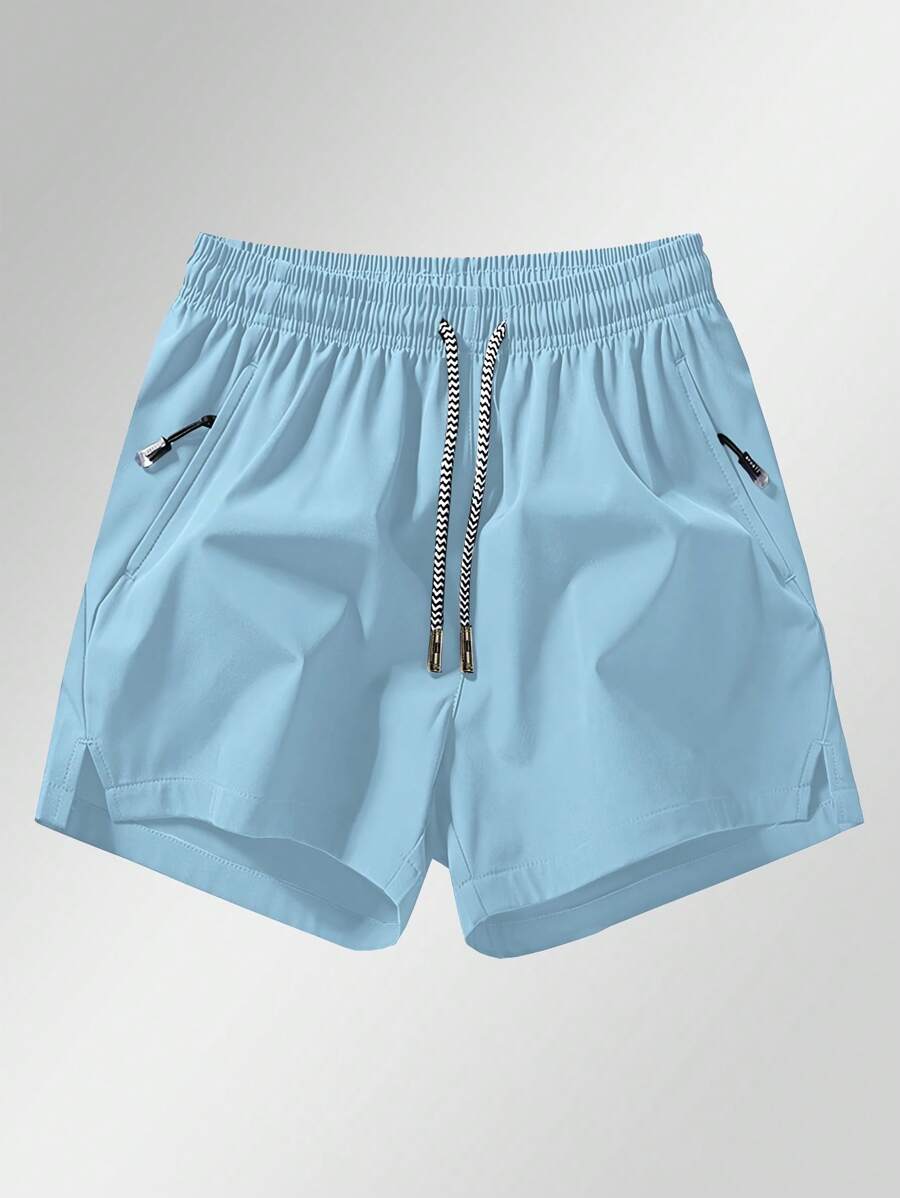 Shorts de sport taille élastique avec poches zippées et cordon