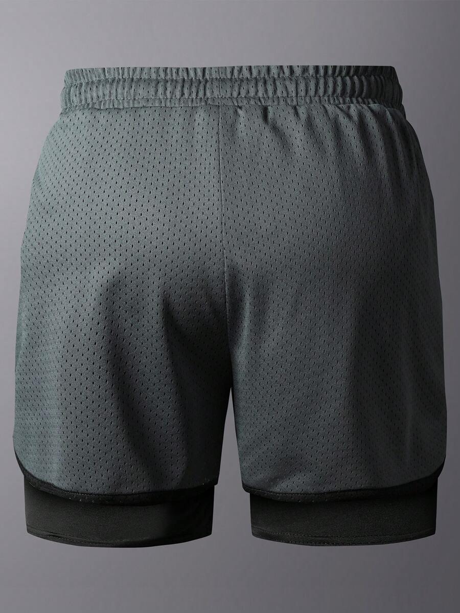 Shorts de sport doublés séchage rapide avec taille élastique imprimé