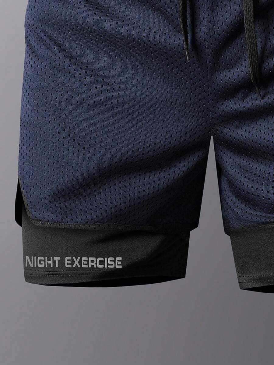 Shorts de sport doublés séchage rapide avec taille élastique imprimé
