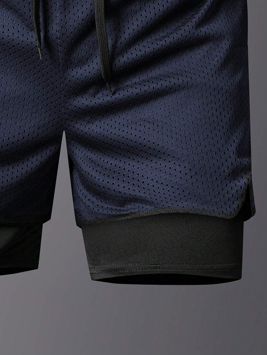 Shorts de sport doublés séchage rapide avec taille élastique imprimé