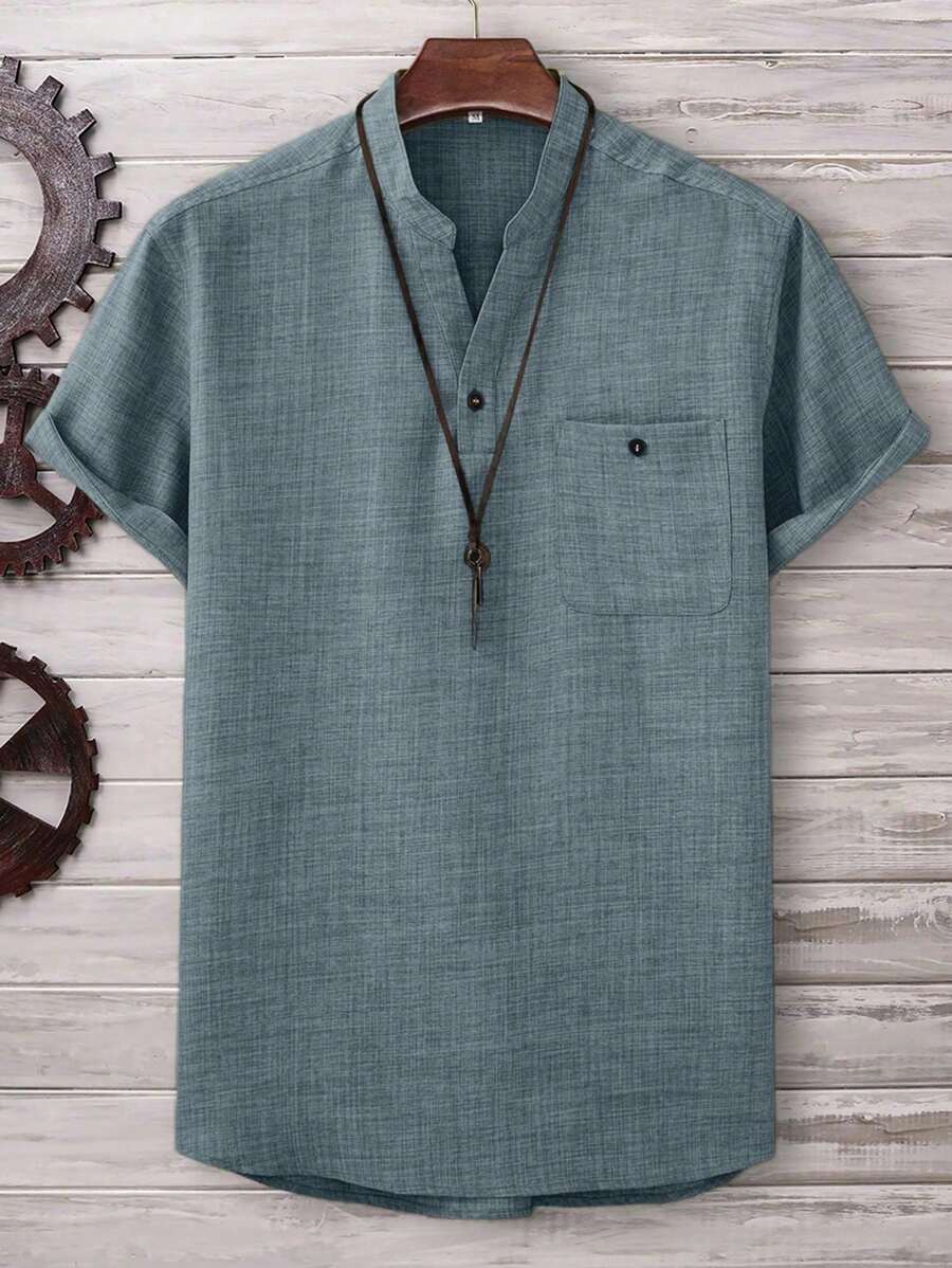Chemise ample en lin avec poche – Streetwear léger pour homme