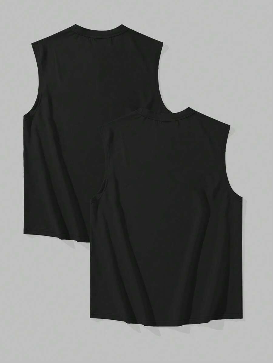 Chemise sans manches à col rond de couleur unie pour homme