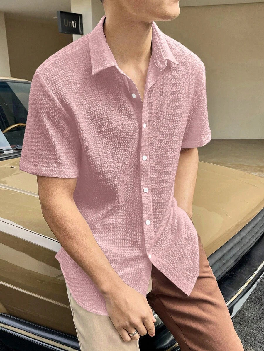 Chemise boutonnée à épaules tombantes coupe régulière pour homme