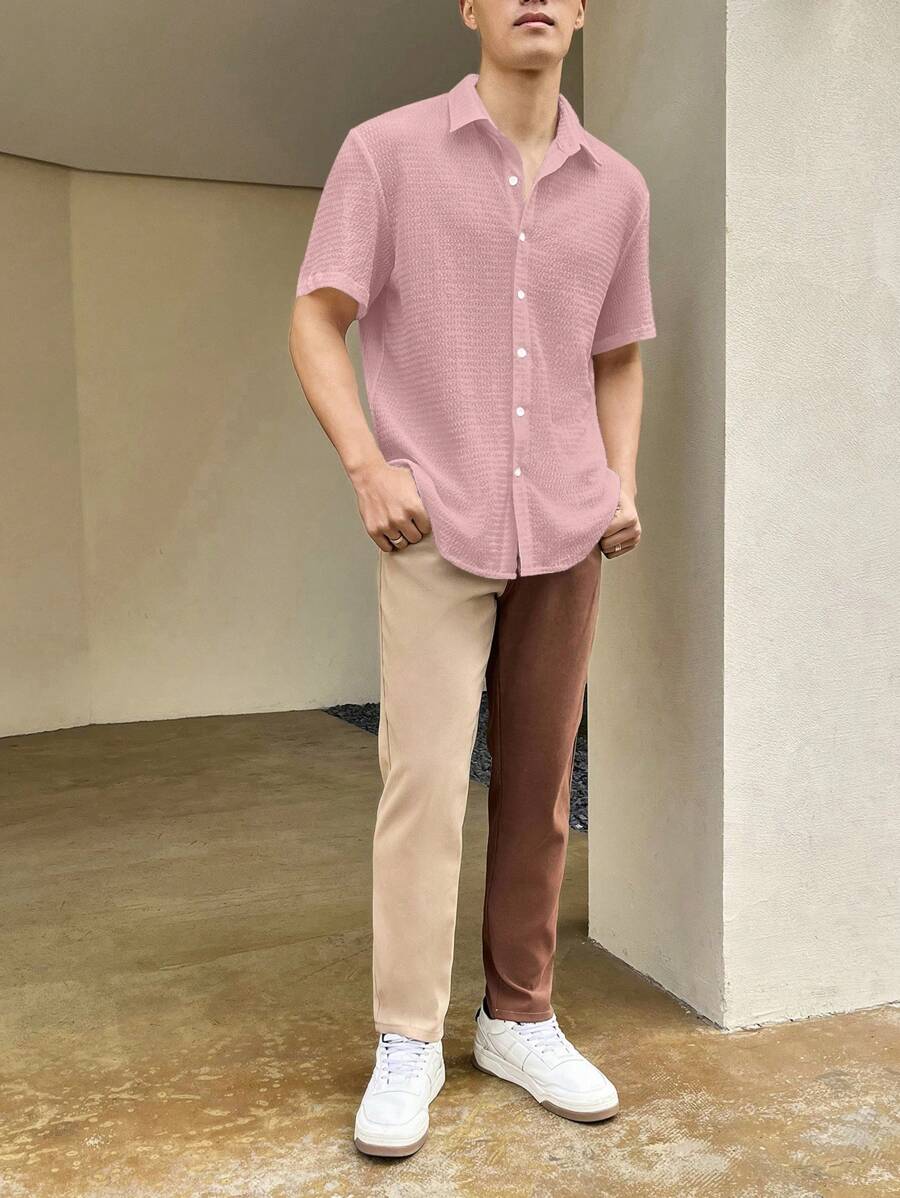Chemise boutonnée à épaules tombantes coupe régulière pour homme