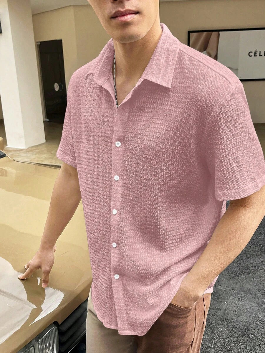 Chemise boutonnée à épaules tombantes coupe régulière pour homme