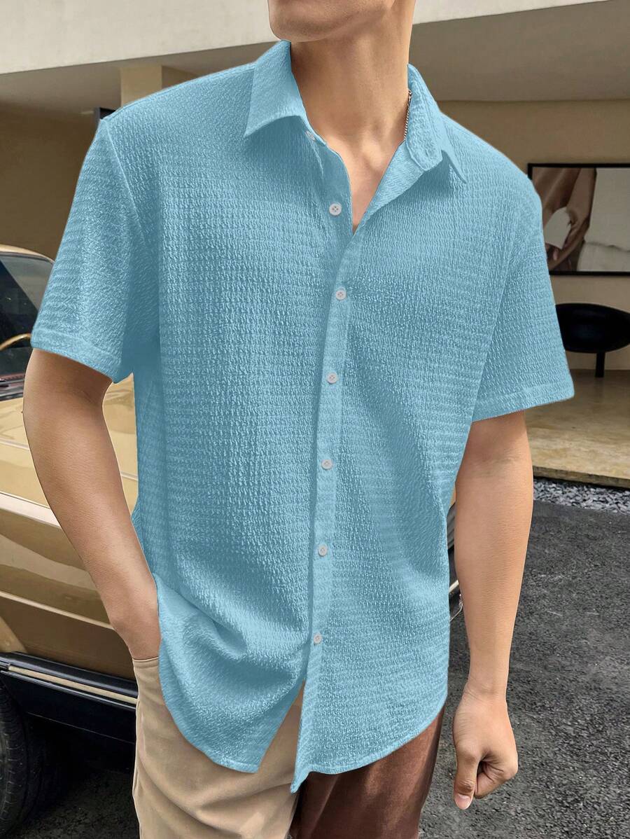 Chemise boutonnée à épaules tombantes coupe régulière pour homme