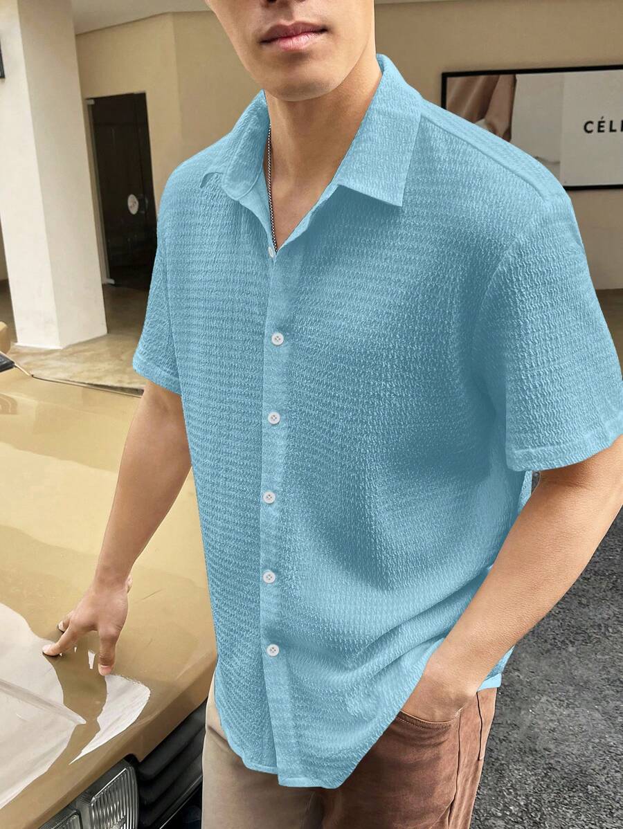 Chemise boutonnée à épaules tombantes coupe régulière pour homme