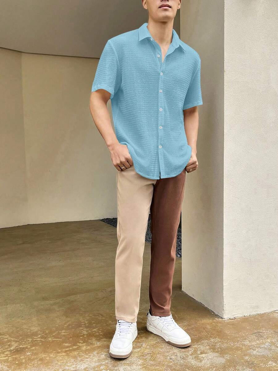 Chemise boutonnée à épaules tombantes coupe régulière pour homme