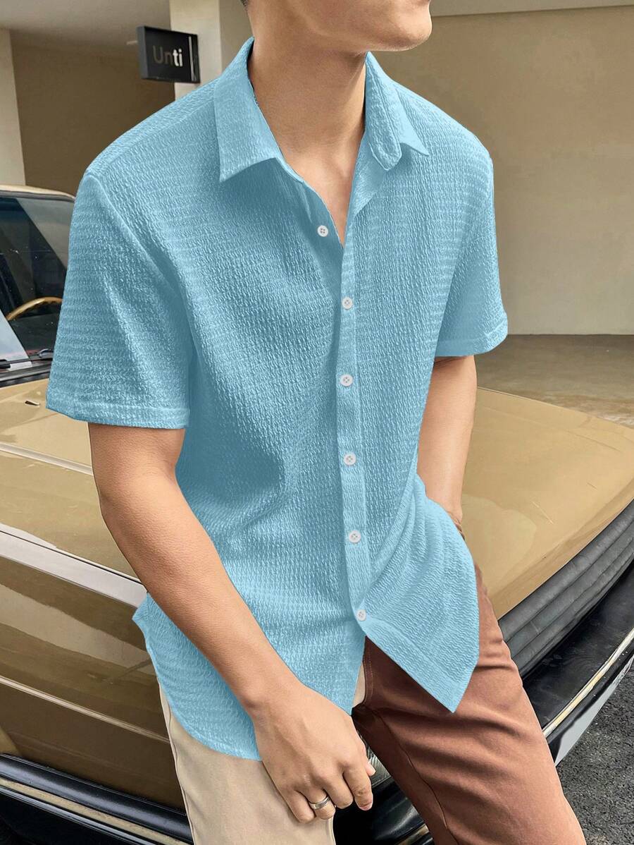 Chemise boutonnée à épaules tombantes coupe régulière pour homme