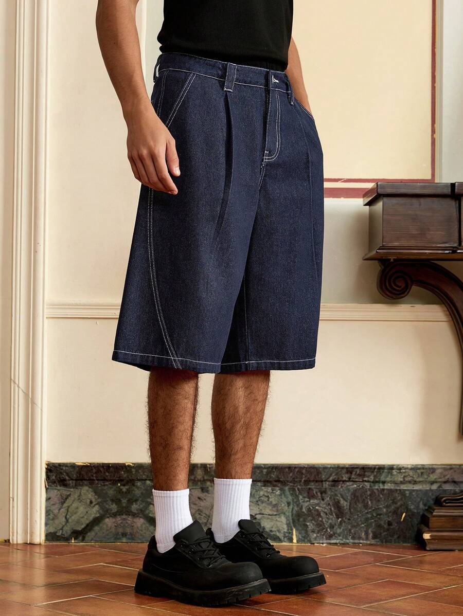 Bermuda en denim décontracté pour homme – Coupe streetwear ample