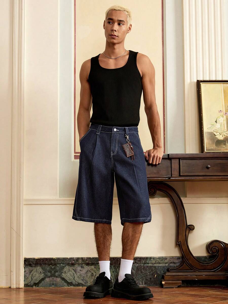 Bermuda en denim décontracté pour homme – Coupe streetwear ample