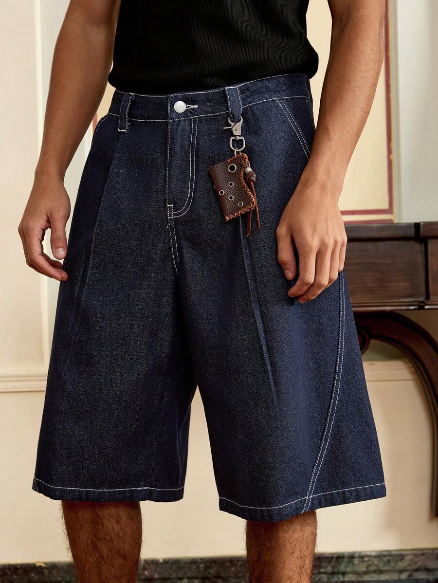 Bermuda en denim décontracté pour homme – Coupe streetwear ample