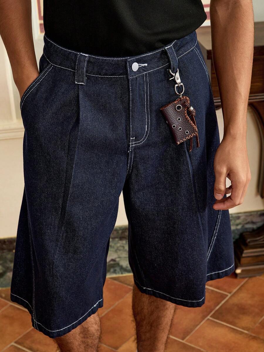 Bermuda en denim décontracté pour homme – Coupe streetwear ample