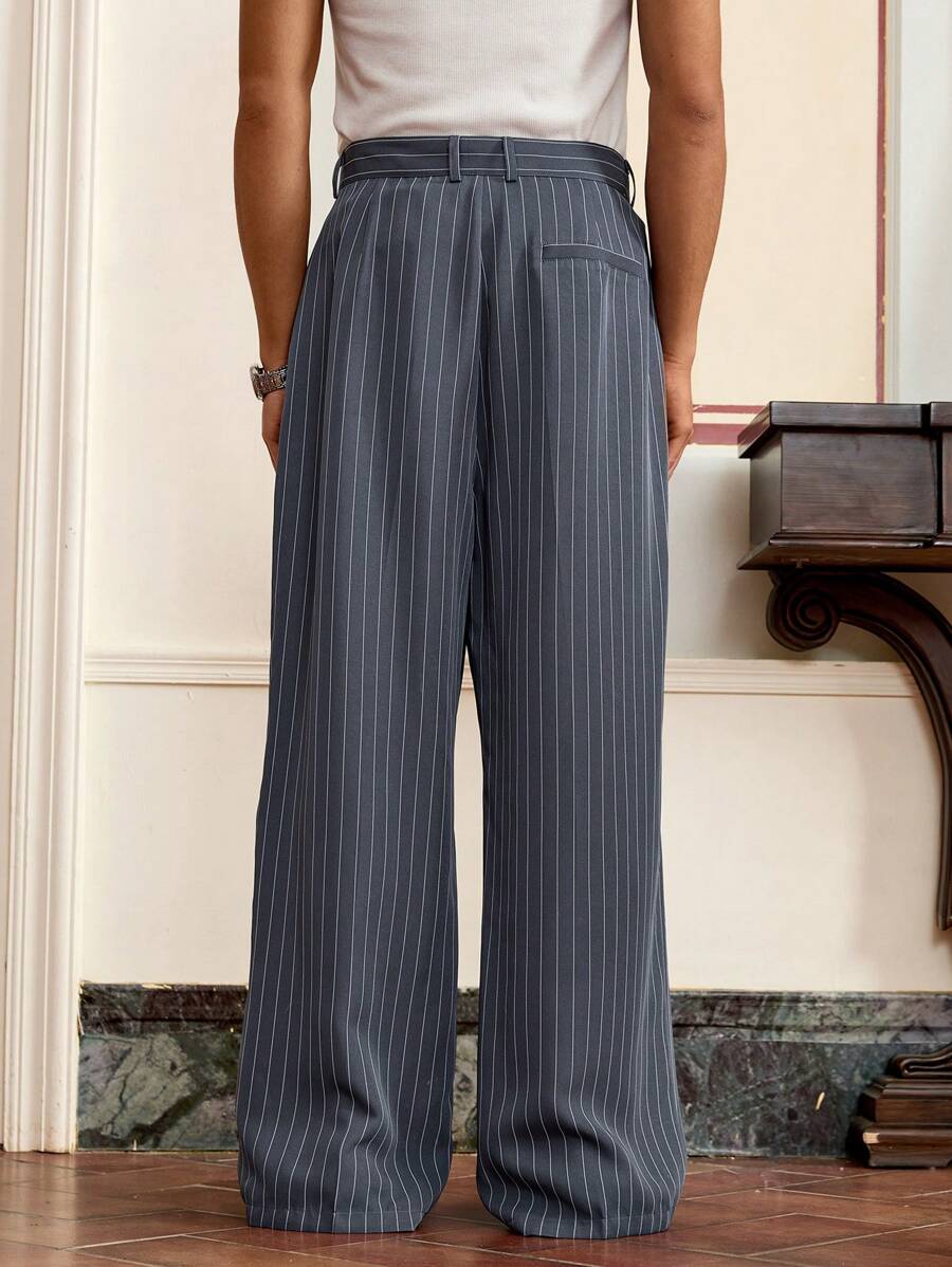 Pantalon droit à rayures, coupe ample et décontractée, tissé, pour homme