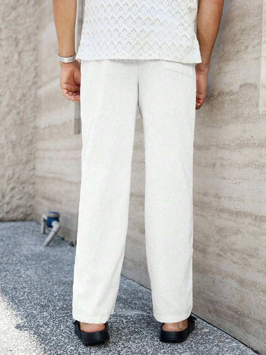 Pantalon de lin respirant avec poches plaquées – Coupe droite décontractée