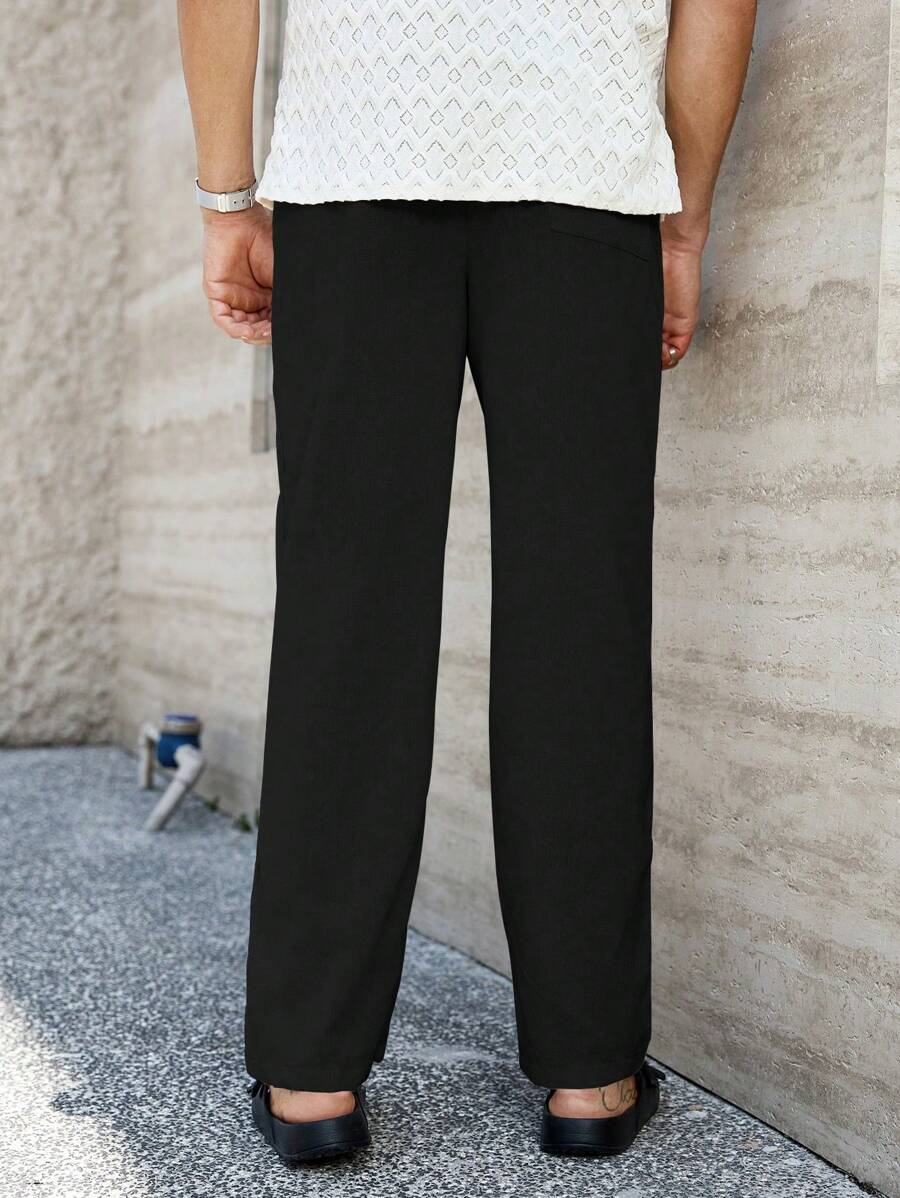 Pantalon de lin respirant avec poches plaquées – Coupe droite décontractée