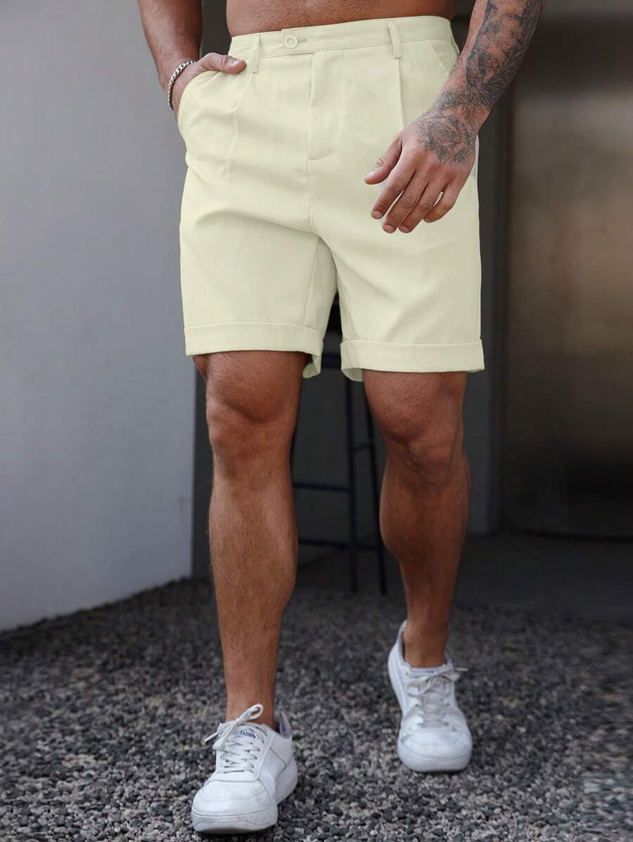 Bermuda coupe droite avec braguette boutonnée – Vêtements décontractés pour homme
