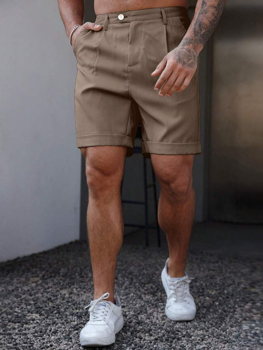 Bermuda coupe droite avec braguette boutonnée – Vêtements décontractés pour homme