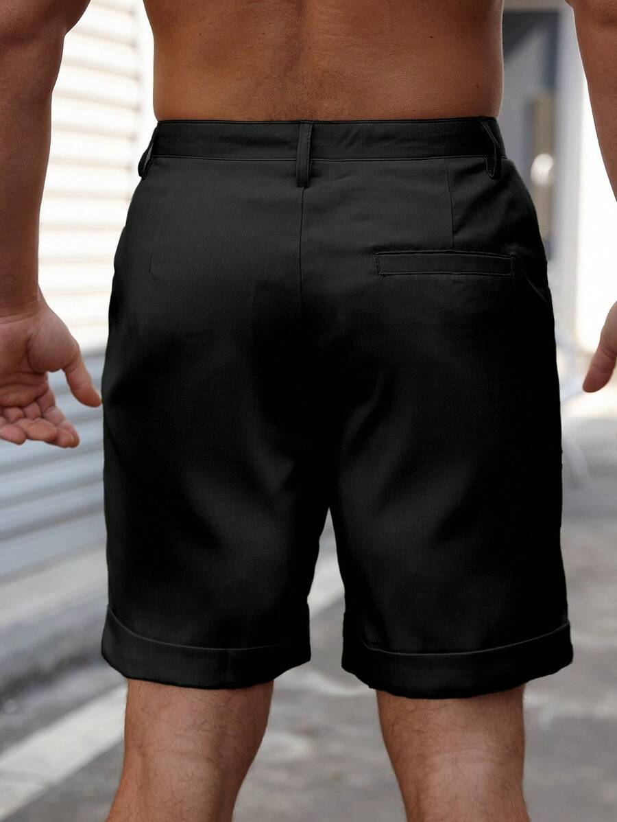 Bermuda coupe droite avec braguette boutonnée – Vêtements décontractés pour homme