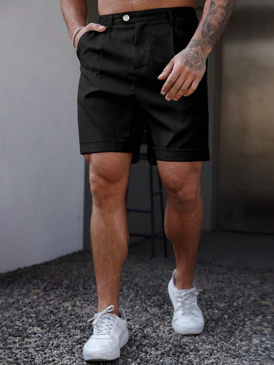 Bermuda coupe droite avec braguette boutonnée – Vêtements décontractés pour homme