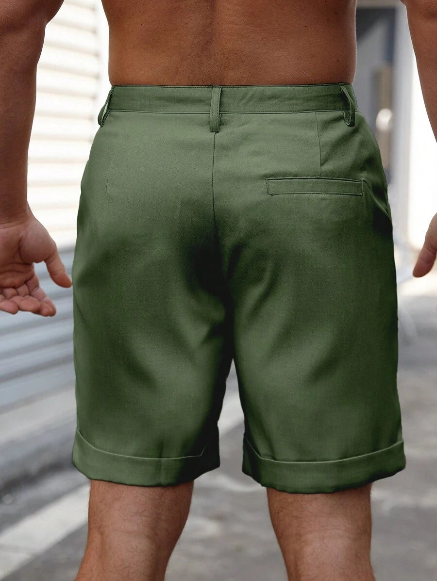 Bermuda coupe droite avec braguette boutonnée – Vêtements décontractés pour homme